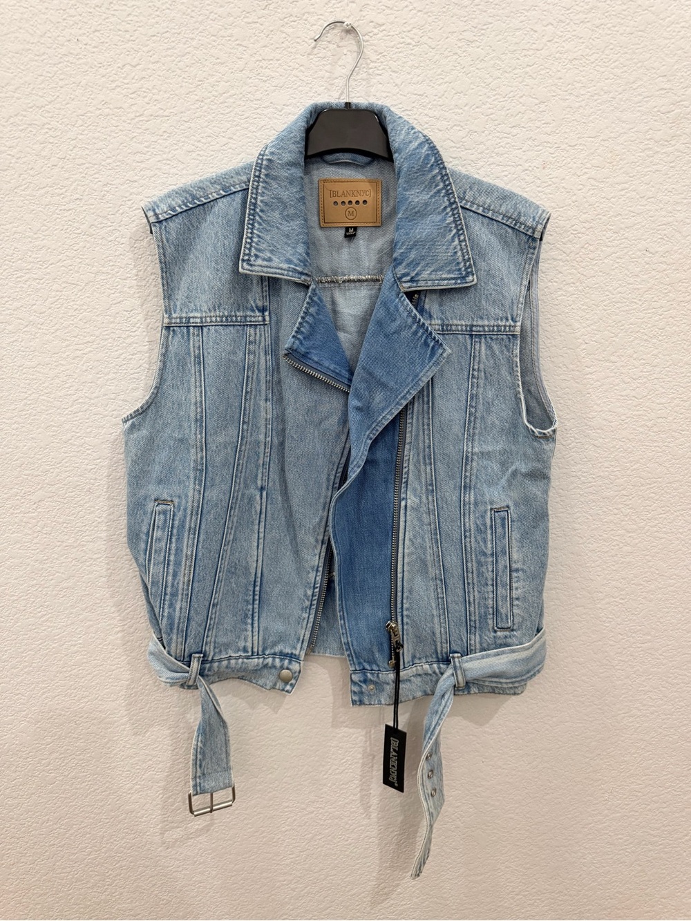 Blank NYC Light Wash Denim Motorcycle Vest